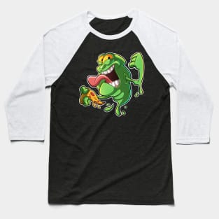 Green Ghost Pizza Baseball T-Shirt